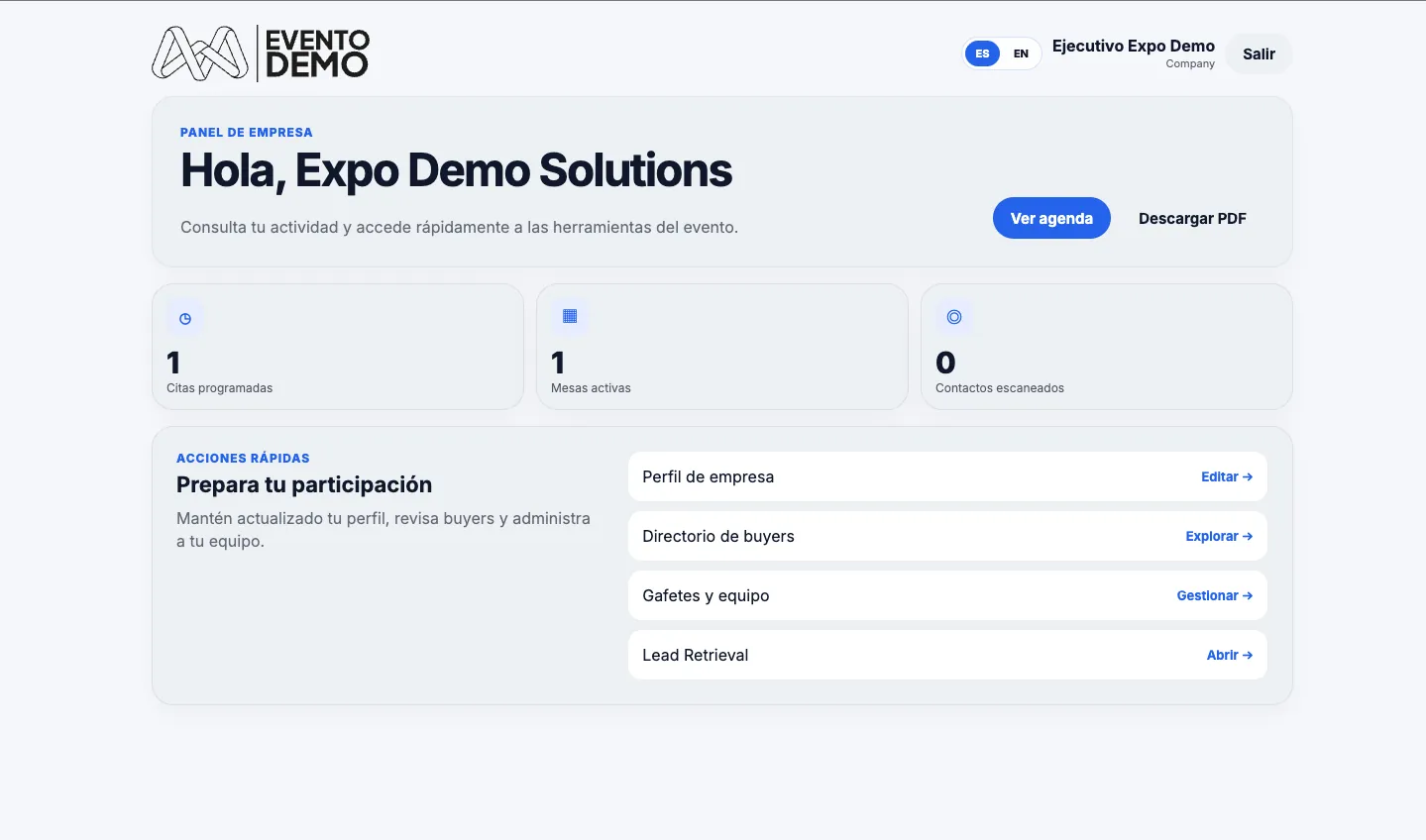 EXPOSITOR · Perfil, equipo y participación.